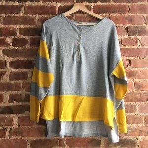 VTG Striped Henley Hi Lo Top Size Large